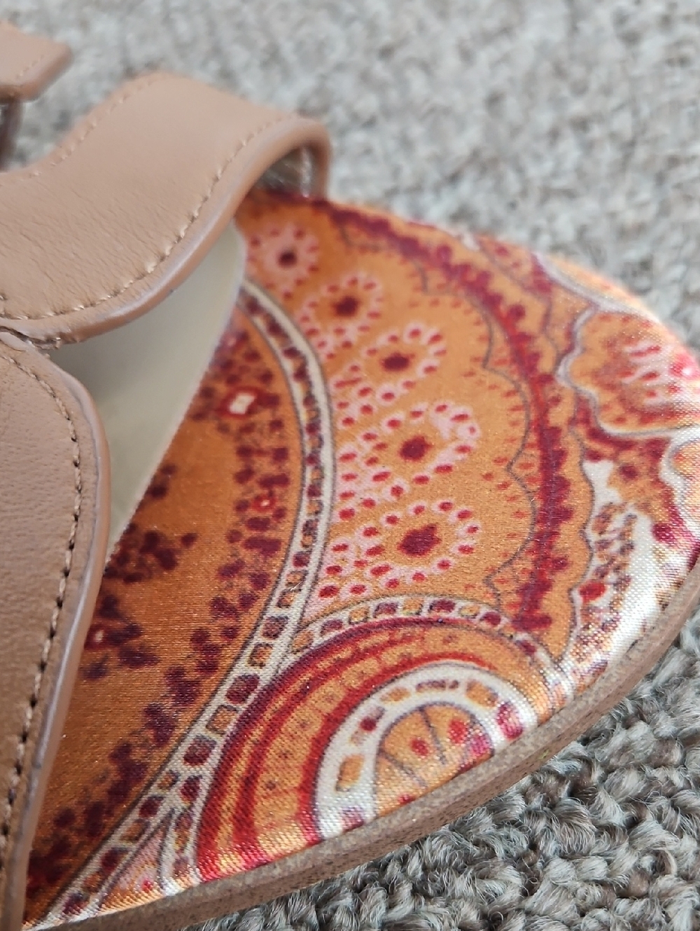 Sam Edelman Illie Slides Sandals Gold Brown Paisley Sz 9.5 Womens - Picture 7 of 9